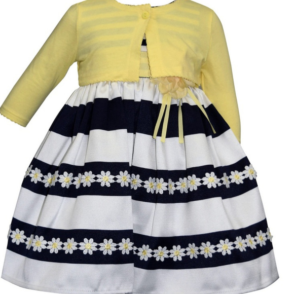 Toddler Girl Blueberi Boulevard Striped Dress - Picture 2 of 4